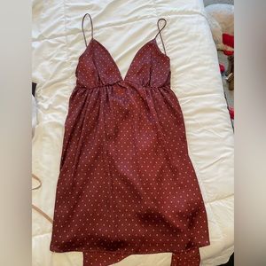 Never worn - Zara - polka dot satin dress. Size xs